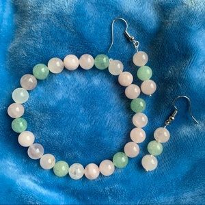 PASTEL stretch bracelet earrings pink green